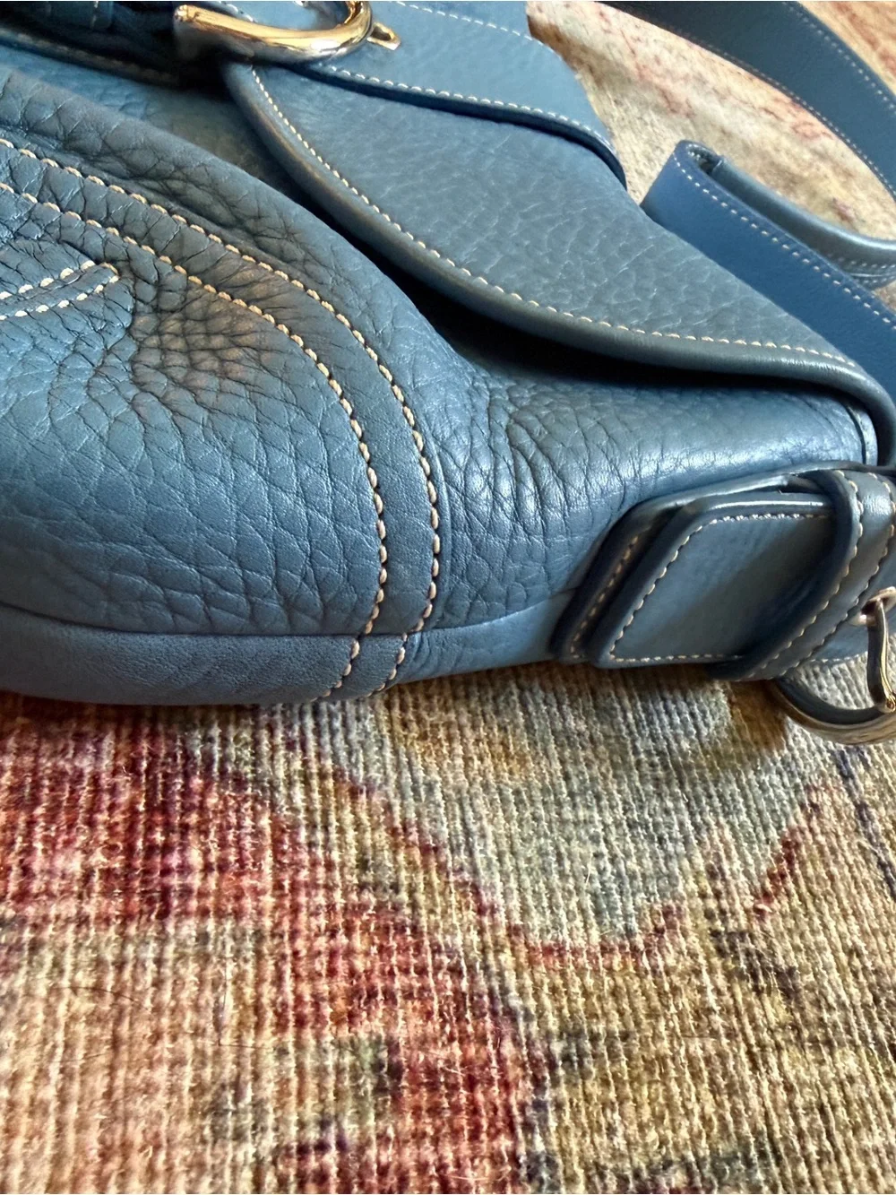 Coach Vintage Soho Flap Bag Pebbled Leather in Aqua Blue Collectible - Picture 4 of 11